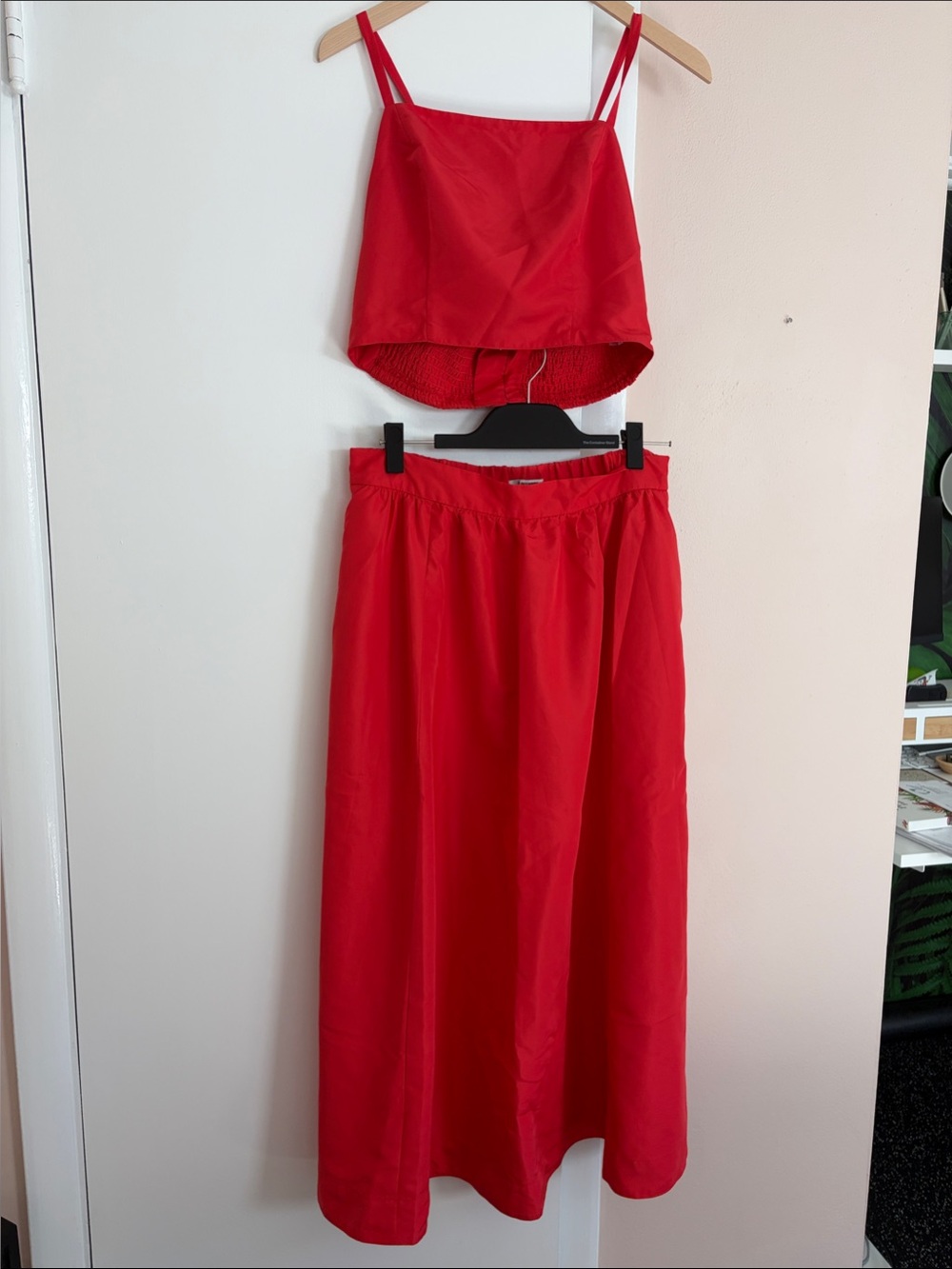 Coral-Red Old Navy “The Occasion” Women's L long skirt and crop set